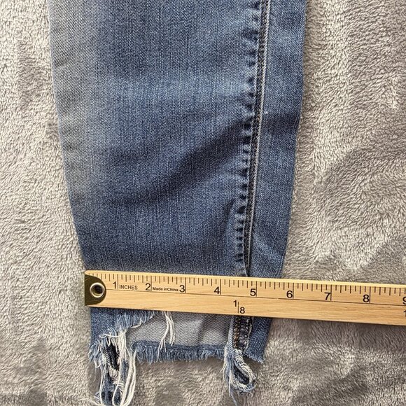 Hudson Tally Jeans Women's 27 Mid Rise Skinny Crop Leg Blue Fade Stretch Distres - Picture 11 of 11